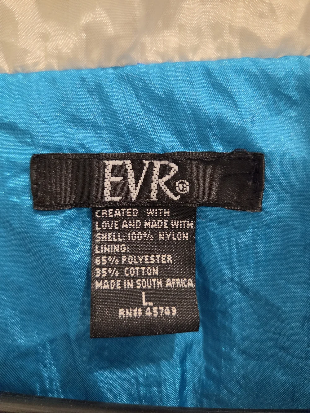 Vintage 80s EVR Colorblock Windbreaker Jacket Large Blue White Navy Retro